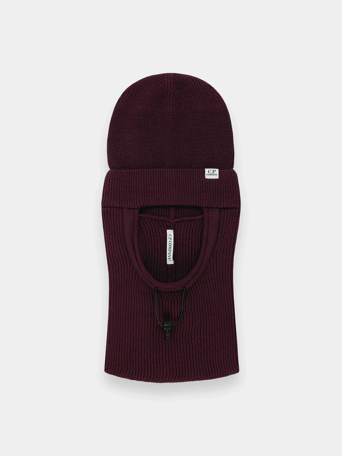 C.P. COMPANY KNITTED BEANIE AND BALACLAVA SET – BURGUNDY