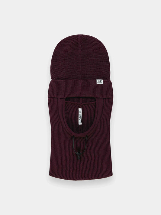C.P. COMPANY KNITTED BEANIE AND BALACLAVA SET – BURGUNDY