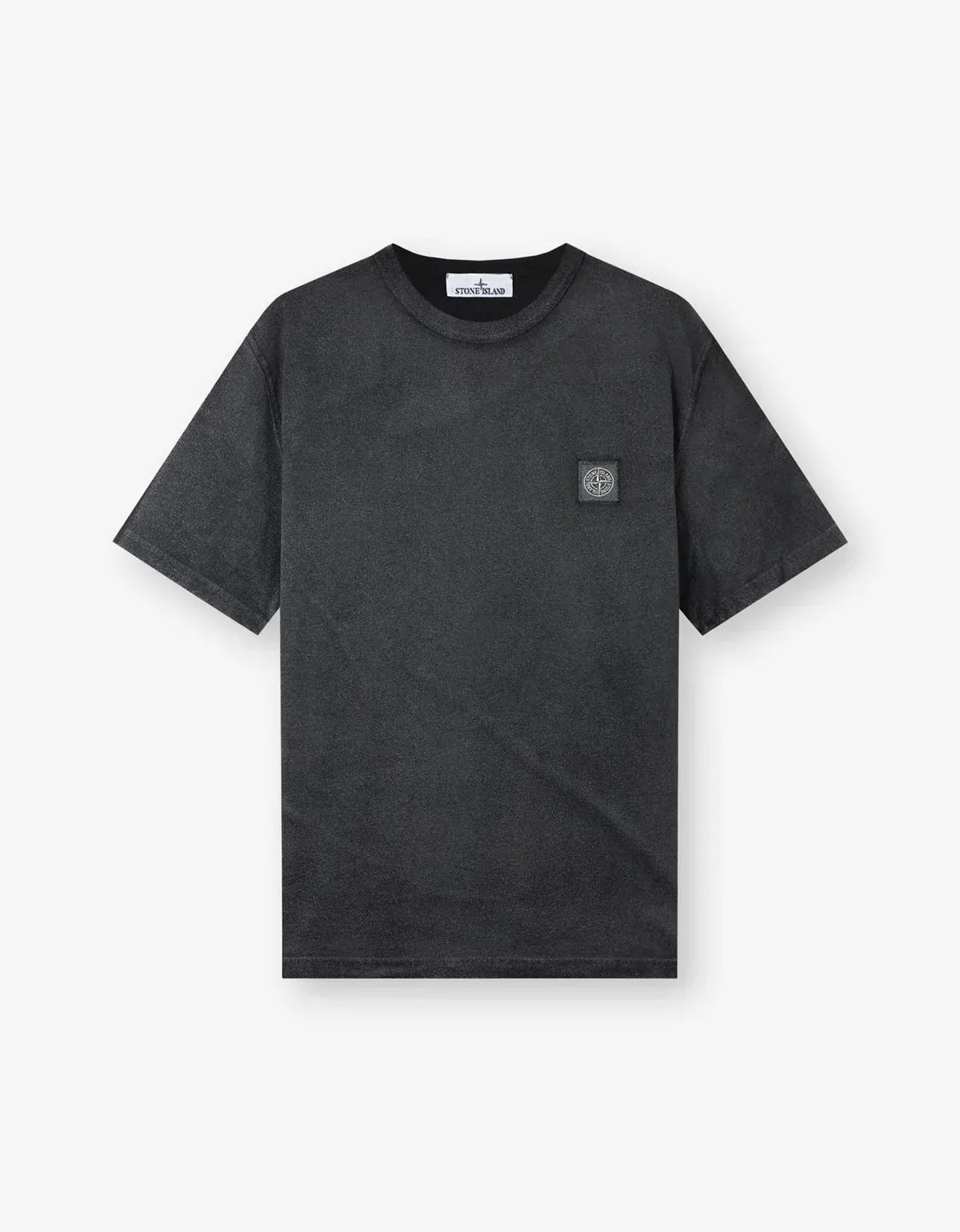 STONE ISLAND BLACK REFLECTIVE GARMENT LAMINATION COMPASS PATCH T-SHIRT